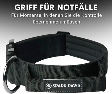 Spark Paws Tactical Dog Collar – Robust, Premium Quality, Thick and Durable for Large and Medium Dogs - M, 5cm (S: 16-25kg [5cm], Black)