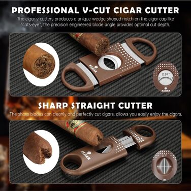 KEJIAR Набір для зберігання сигар: Humidor, ріжучий інструмент, зволожувач, коричневий