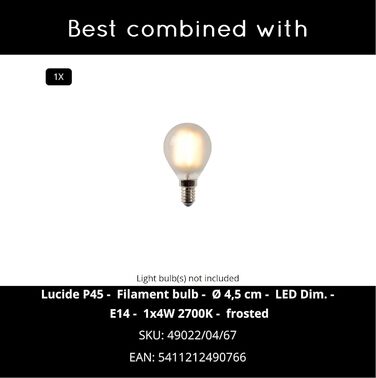 Настільна лампа LUCIDE COSBY сірого кольору, діаметр 16,5 см, цоколь E14