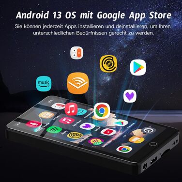 MP3 плеєр 32GB з Bluetooth та WiFi, Android 13, 4.02