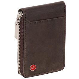 Чоловічий шкіряний гаманець з RFID-захистом Hornbull | Вертикальний картхолдер з блискавкою, колір кавовий