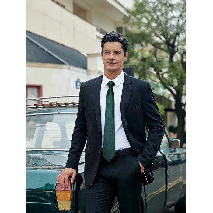 Чоловіча краватка HISDERN в клітку з нагрудною хустинкою, формальна класична краватка для весілля, темно-зелений колір