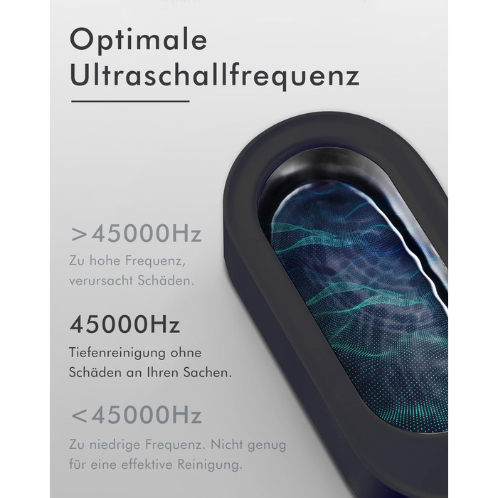 Ультразвуковий очищувач для окулярів та прикрас (срібне покриття) | Очищувач окулярів | Очищувач прикрас | Чорний