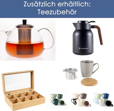 Чайник для чаю з підставкою-підігрівачем та вийманим ситом з нержавіючої сталі 304, термопот для листового чаю та чайних пакетиків, чорний