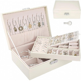 Шкатулка для прикрас XPOOP з відділеннями, для жінок, з ключем, знімний лоток, для кілець, сережок, браслетів, намист, брошей