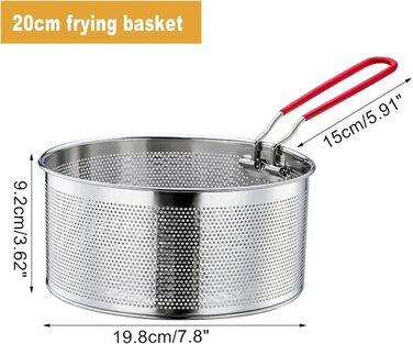 Нержавіюча сталева сітка-корзина для фритюру та пасти, 20 см
