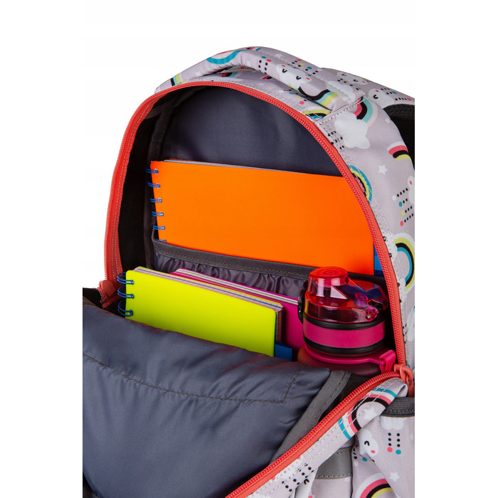 Багатовідсінковий шкільний рюкзак CoolPack, сіро-сріблястий, рожевий, багатоколірний, 21 л