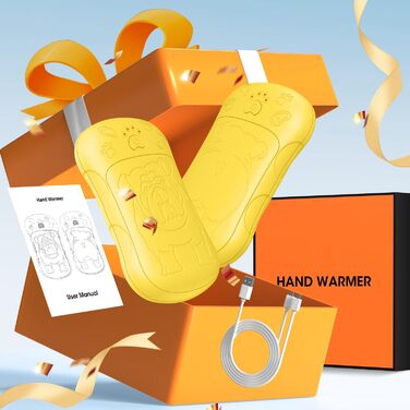 Електричні грілки для рук, 2 шт. 6000mAh, акумуляторні, багаторазові, для активного відпочинку, полювання, гольфу, кемпінгу, теплий подарунок для жінок, чоловіків, дітей (Жовтий)