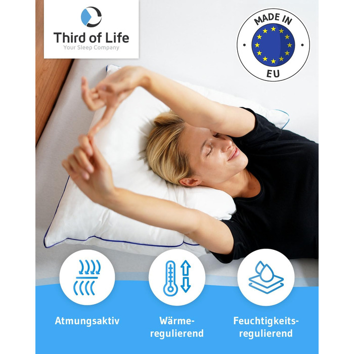 Pillow 80x80 inSPIRO 2-Piece Set, Orthopedic Sleep Pillow from the 2022 Innovation Award Winner, 80 x 80 cm pillow for Side Sleepers, Back Sleepers, Stomach Sleepers, Neck Support Pillow for Allergy Sufferers 80 x 80 - 2-Piece Set