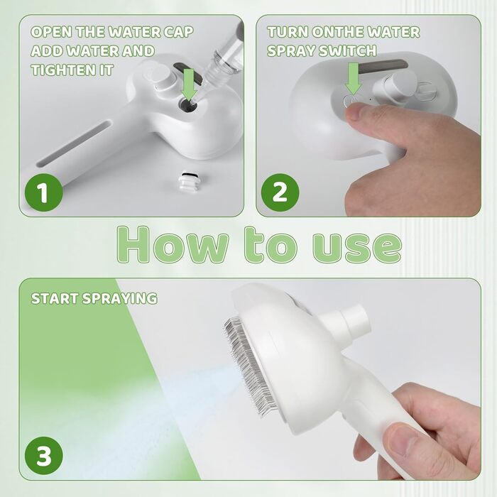 Щітка для котів та собак з парою, професійна для догляду за шерстю, біла