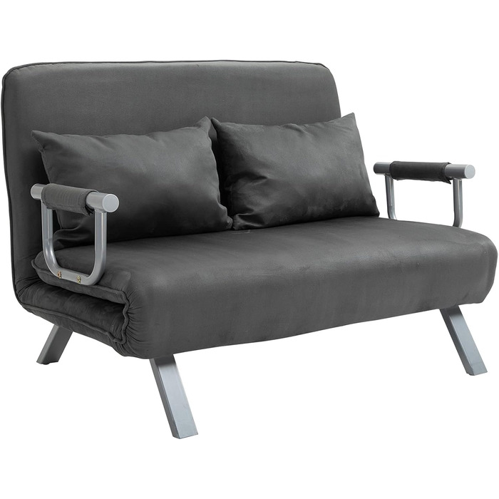 HOMCOM Convertible Sofa Bed with Adjustable Backrest, Throw Pillows, and Sleep Function