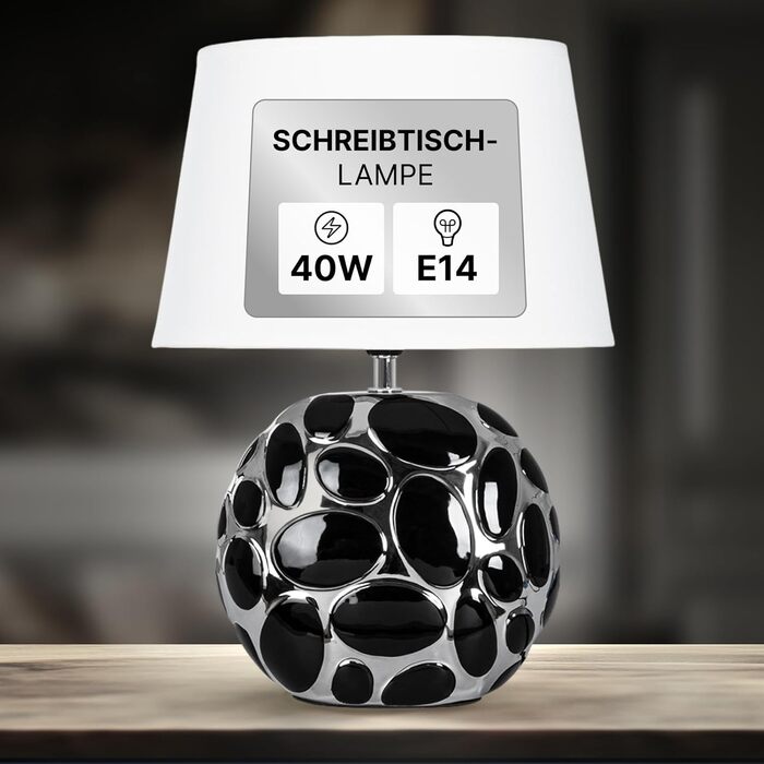 Лампа настільна ARTE LAMP Poppy LED з кабелем – Хром/Біла настільна лампа з білим текстильним абажуром для вітальні та спальні, кольору маку