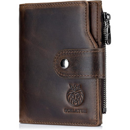 MsiDtsoy Leather Wallet for Men, with RFID Protection, Genuine Leather Wallet for Men, Cardholder, Wallet, Billfold, Vertical Leather Wallet, Vintage Leather Cardholder with Gift Box