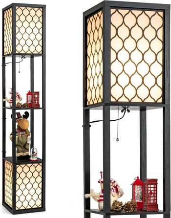 Стельова лампа RELAX4LIFE з 3 полицями, чорна, 160 см, Е27, для вітальні, спальні, офісу