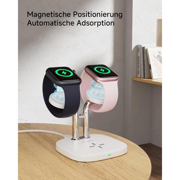 Зарядна станція SwanScout для Apple Watch 10 та AirPods Pro (704A, 3.3W, біла)