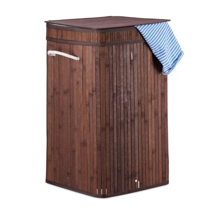 Relaxdays Folding Laundry Basket Bamboo