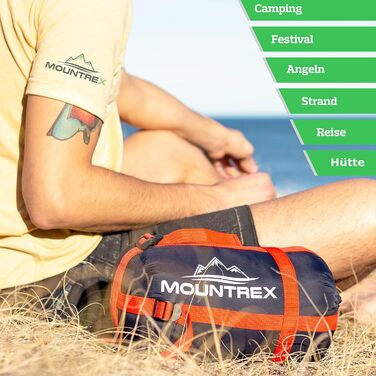 Сплячий мішок MOUNTREX® - компактний та ультралегкий (760г/1500г) - Outdoor спальний мішок для літа (100GSM) / 3-4 сезони (300GSM) Мумієподібний спальний мішок – кемпінг, подорожі, фестивалі – теплий та з'єднувальний темно-синій/червоний літній спальник