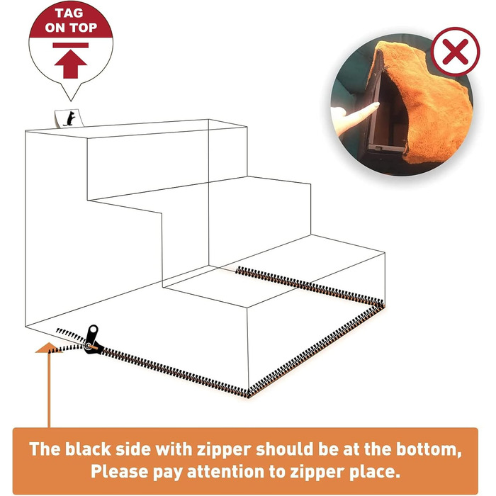 NAMSAN Dog Stairs 3-Step Pet Ladder, Easy Assembly, Cat Stairs with Washable Cover for Sofa, 42 x 40 x 31cm (Brown)