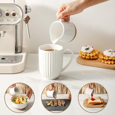 Hasense Ceramic Sugar and Milk Pitcher Set - White Coffee Tea Service for Wedding Gift & Home Decor