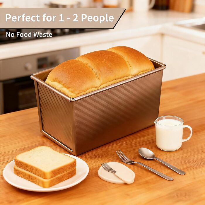 Форма для випічки хліба Toastbrot 450г, 2 шт. Антипригарна, вуглецева сталь, з кришкою, перфорована - для рівномірного випікання в духовці