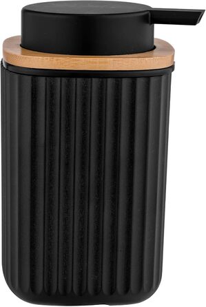 Дозатор для мила WENKO Rotello, 250 мл, з бамбуковими деталями, для мила та засобів для миття посуду, чорний/натуральний