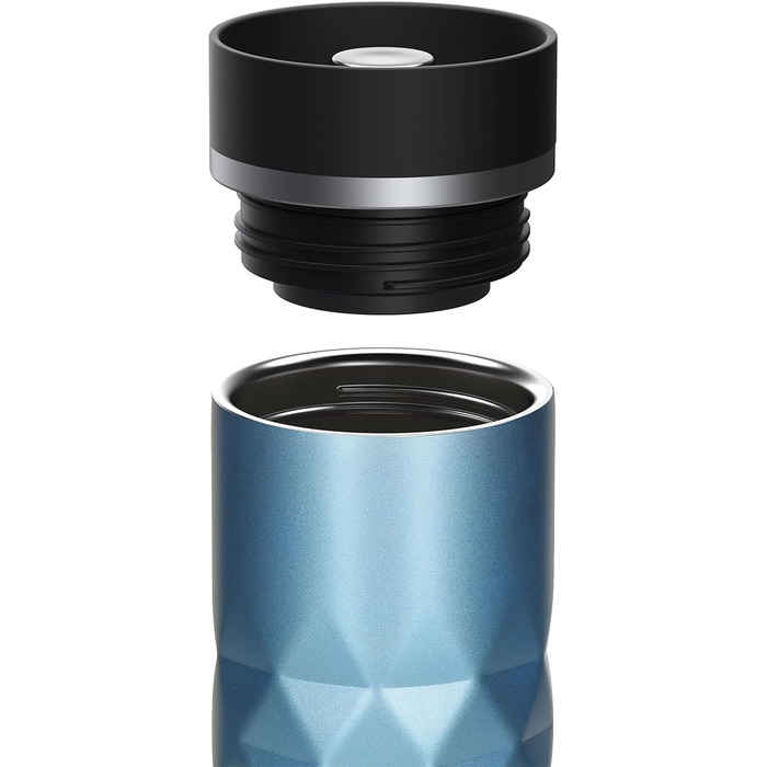 Термокружка Diamond з нержавіючої сталі 450 мл, Aquamarin Blue, з кнопкою, без BPA, витримує гарячі та холодні напої, витікання захищено, матова блискуча поверхня