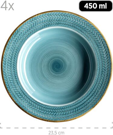 MÄSER Prospero: 8-Piece Premium Dinner Set for 4 - Turquoise Porcelain, Gastronomy Quality
