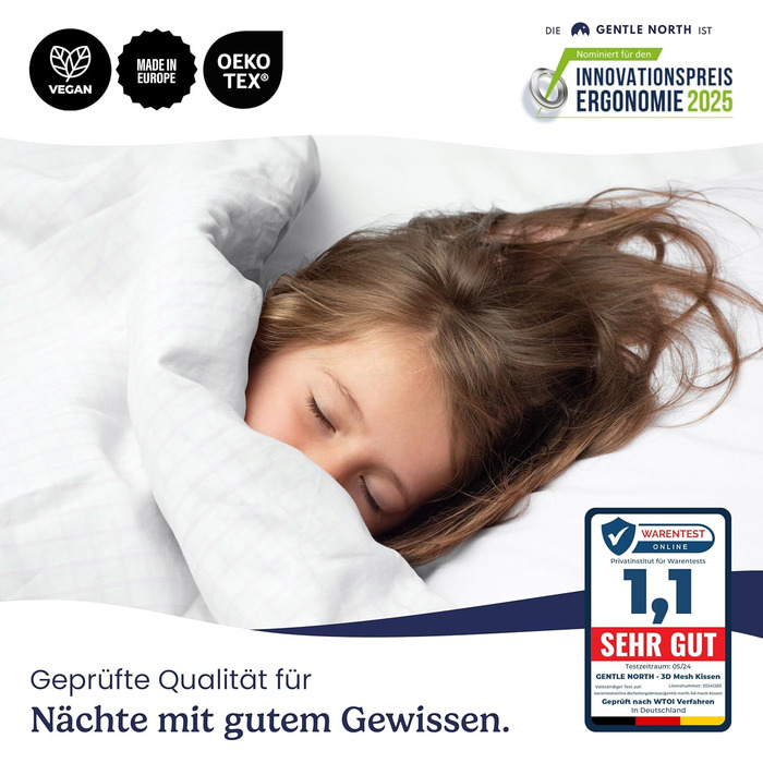 Gentle North High-Quality Pillowcases (80x80 cm size) - Hotel Quality 2-Pack. Fluffy, well-filled sleeping pillows suitable for allergy sufferers (Ökotex 100 certified) - Washable at 60°C 2x | 80x80