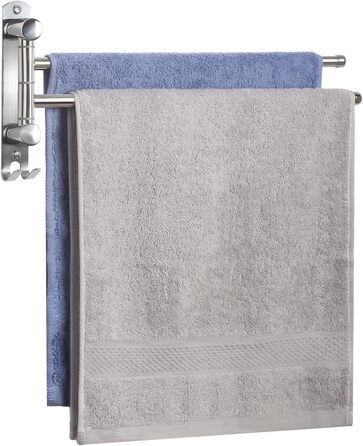 Поворотний тримач для рушників JSVER на 180° з нержавіючої сталі, 4-х віяльний, для ванної, кухні та гардеробу (срібло)