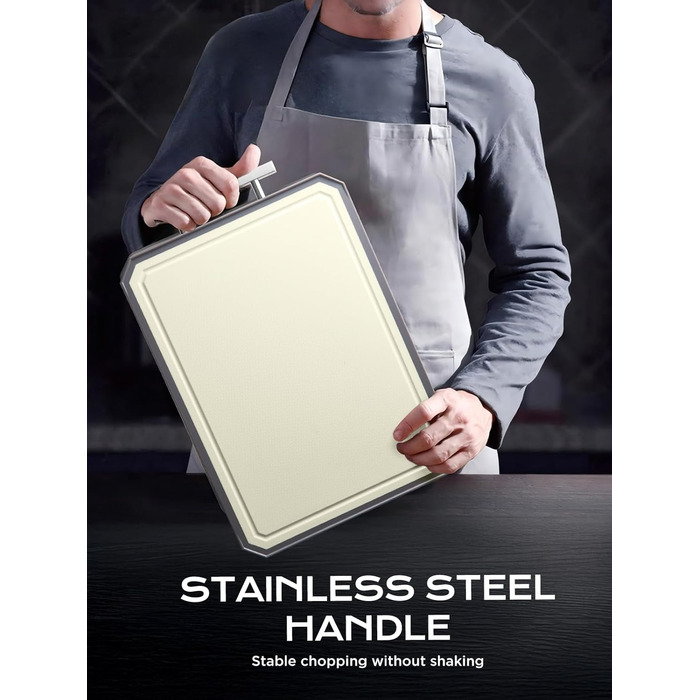 Нержавійна дошка для нарізання SNOWCLAD з пшеничного полова та поліпропілену, 40.6 x 27.9 см, велика, для м'яса, безпечна, для кухні, миється в посудомийній машині