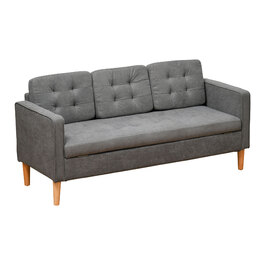 HOMCOM 3-Seater Sofa Fabric Sofa Loveseat Gray with Removable Cushions Made of Cotton and Rubberwood 166.5 x 62 x 82 cm