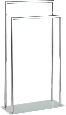 WENKO Style Towel Rail with 2 Bars, Heavy Glass Base, Glossy