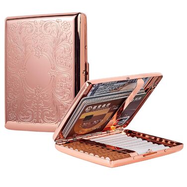 Металеве табакерка в стилі ретро, рожевий, для 20 сигарет 100mm, захисний портмоне