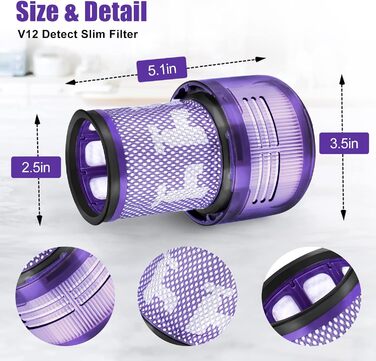 Фільтр HEPA для пилососа Dyson V12 Detect Slim (971517-01) - Комплект 3 фільтри + щітка