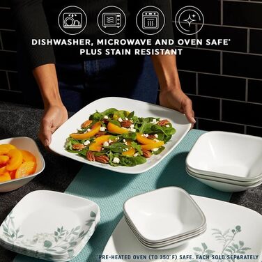 Посуд Corelle Amalie Square 16 предметів для 4 осіб – міцний та стильний набір