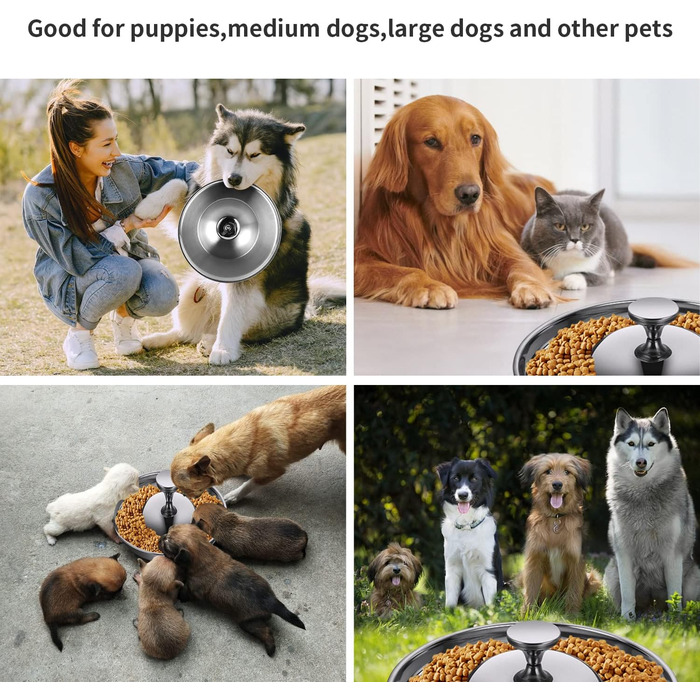 Набір мисок для цуценят та собак, 2 шт. з нержавіючої сталі, повільне годування, для маленьких собак, котів та тварин