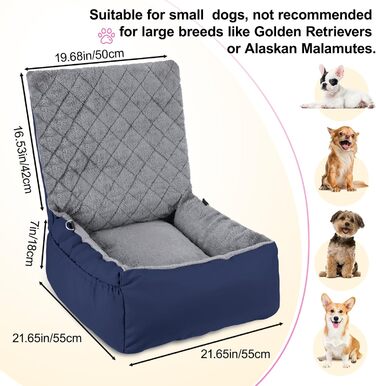 Автокрісло для собак SIVEIS – м'яке ліжко з кишенькою, захист від подряпин, з ременем безпеки