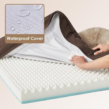 Orthopedic Dog Bed for Large Dogs, Memory Foam, Washable and Waterproof Dog Basket with 4 Sides, Dog Sofa/Dog Couch, Non-Slip, 106.5x76x18.5 cm (91 x 68 x 17.5 cm (L x W x H), Brown)