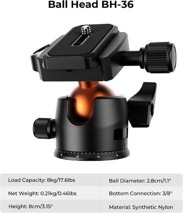 Штатив K&F Concept O234A1: компактний, легкий, для камери та смартфона, 163 см, алюміній