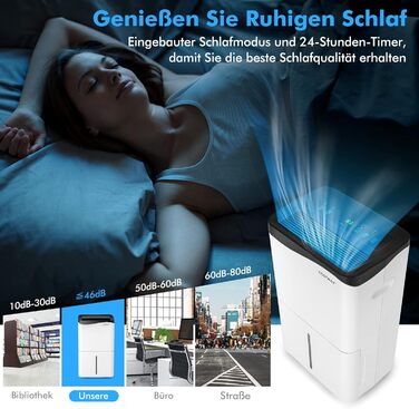 COSTWAY 50L побутовий осушувач повітря з таймером, вентилятором та режимом сну, LED-дисплеєм, для приміщень до 250 м³ (100 м²)