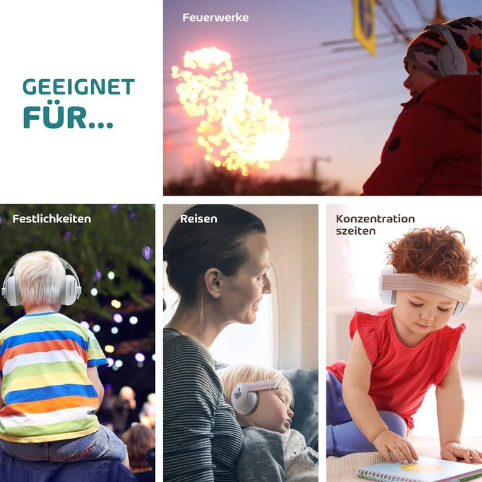 Навушники для захисту від шуму для дітей та немовлят 2-в-1 - комфортні навушники для сну, подорожей та заходів (до 4 років) - бежевий