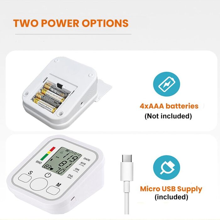 Тонометр на плече Oberarm з великою манжетою - цифровий тонометр USB-зарядний | Виявлення аритмії, 2x99 місця для зберігання даних для 2 користувачів | Ідеальний для домашнього використання