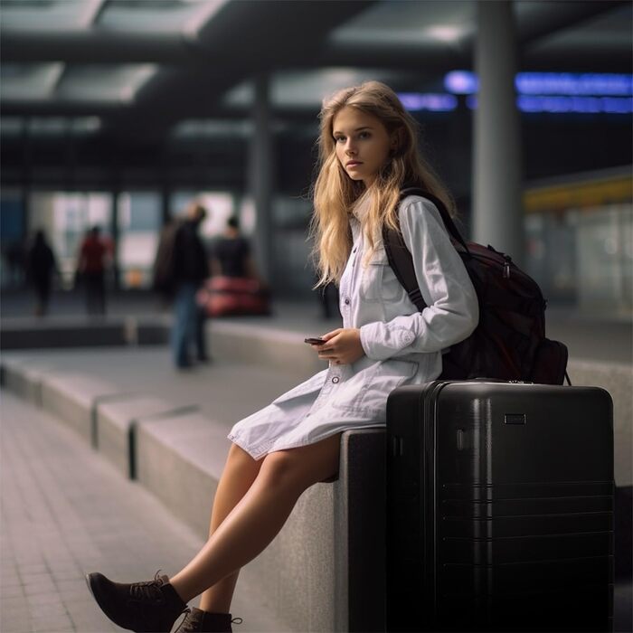 Валіза ETERNITIVE з ABS пластику, Rollkoffer, Reisetrolley, з подвійними колесами 360°, з TSA-замком, ручна поклажа (S + L), графітовий колір (набір 2 шт.)