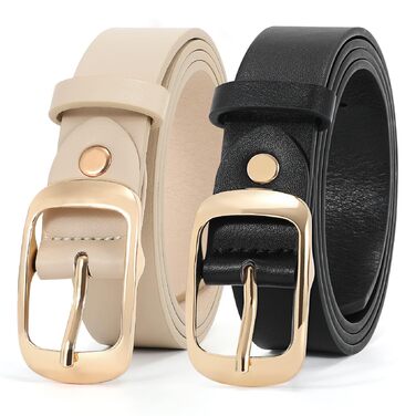 Жіночий шкіряний ремінь WHIPPY великого розміру, модний джинсовий ремінь з міцною пряжкою для джинсів, штанів, суконь (чорний + бежевий (золота пряжка), 3XL: 150 см (під талію 134-145 см))