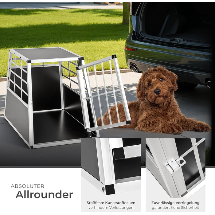 Транспортна переноска для собак tectake® XL - переноска для авто та дому, алюміній, для 2 собак, 97 x 90 x 69,5 см