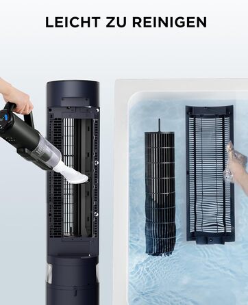 Мобільний охолоджувач повітря Midea Sensicool з 7л резервуаром для води | Без шлангів | 2000 м³/год, 6 швидкостей, сенсорне керування (Блакитний)