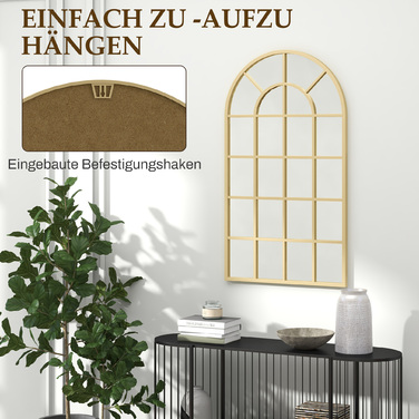 HOMCOM Wall Mirror, Wardrobe Mirror, 110 x 62cm Decorative Hanging Mirror with Metal Frame for Bedroom & Living Room in Gold