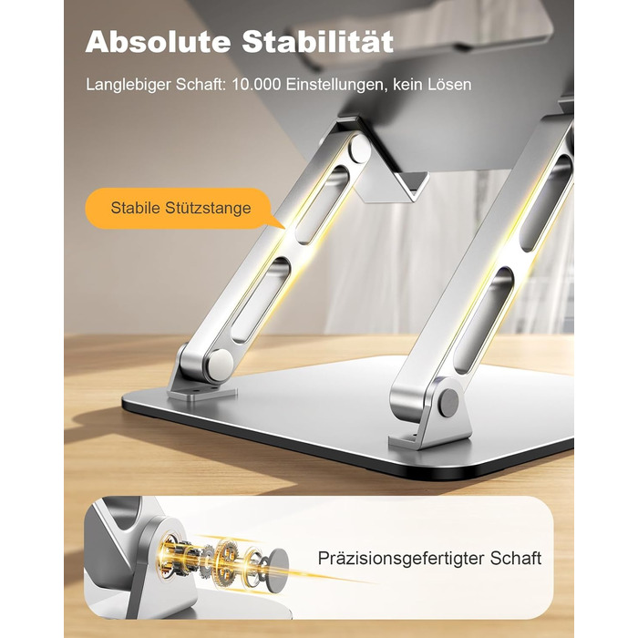 Підставка для ноутбука Babacom з охолодженням, регульована по висоті, ергономічна, складна, для MacBook Air/Pro (10-16 дюймів)