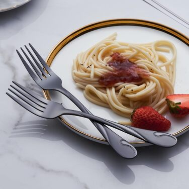 Чорний набір столових приборів на 12 осіб (60 предметів), нержавіюча сталь, блискучий, комплект виделок, ножів та ложок, придатний для миття в посудомийній машині