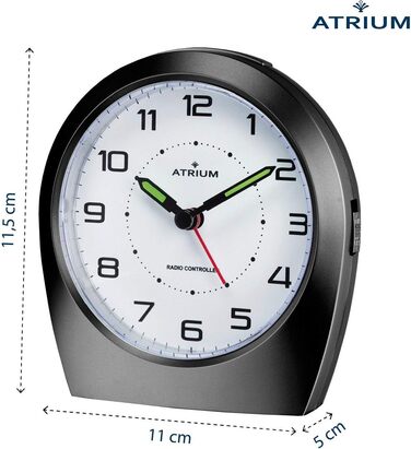 Atrium Silent Analog Clock Quartz No Ticking Classic Design Matte Black A620-7